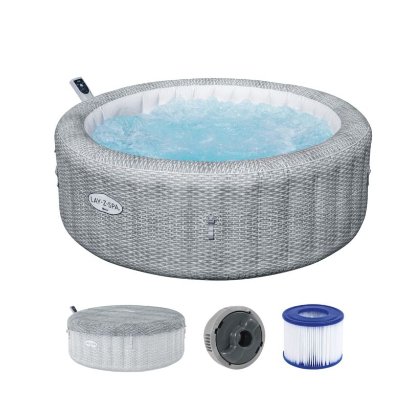 LAY-Z-SPA Spa Bali 196x71cm Gris Rotin Rond