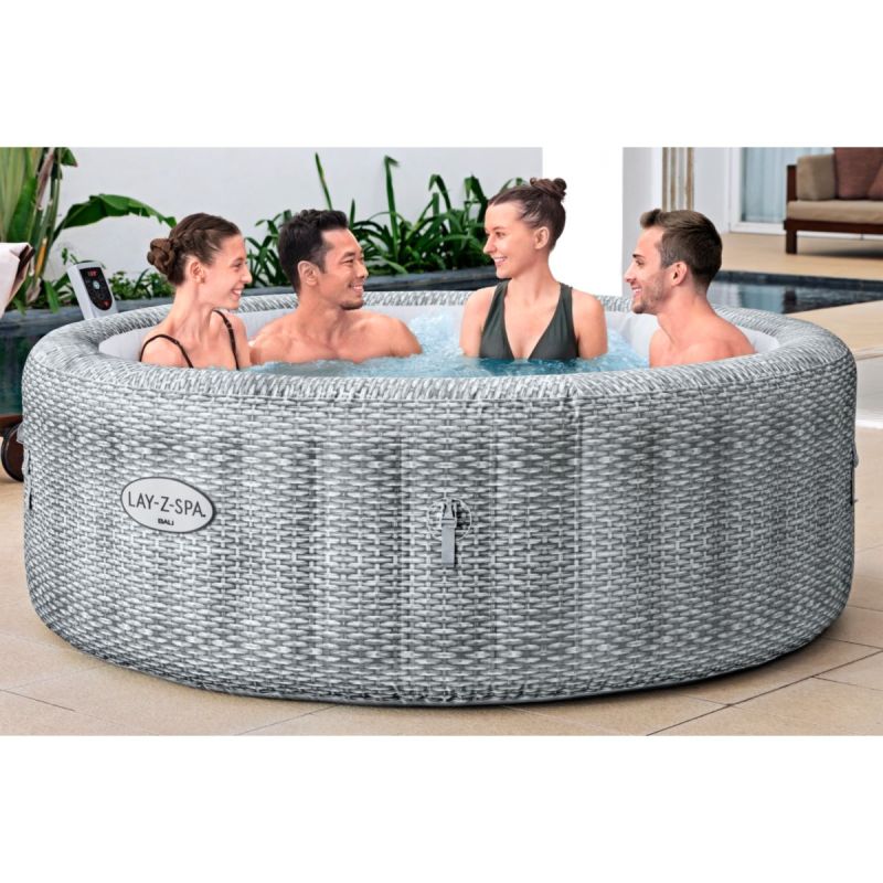LAY-Z-SPA Spa Bali 196x71cm Gris Rotin Rond – Image 3