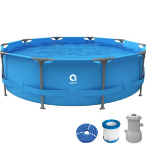 Avenli Frame Plus Piscine tubulaire ronde 366 x 76 cm Bleu avec pompe filtrante CleanPlus, tuyaux et cartouche filtrante