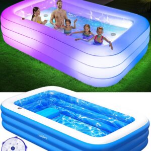 Luxfero Piscine gonflable pour adultes avec siège et éclairage de piscine