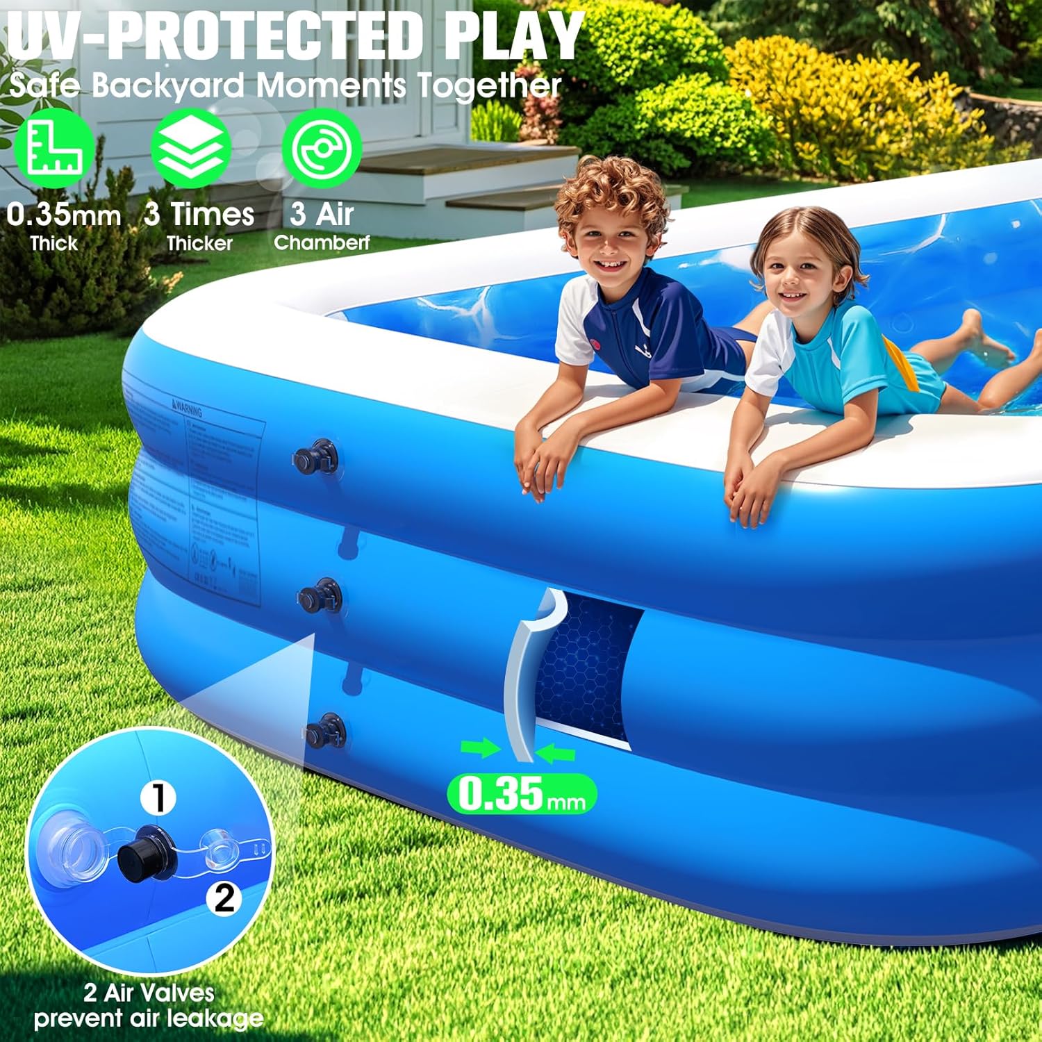 Luxfero Piscine gonflable pour adultes avec siège et éclairage de piscine – Image 5
